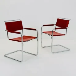 Pamono Mid-Century Bauhaus S34 Armchairs by Mart Stam for Linea Veam, Italy, 1980s Online