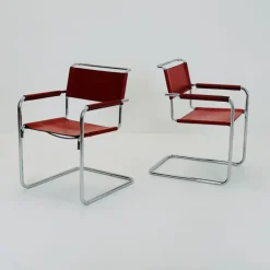 Pamono Mid-Century Bauhaus S34 Armchairs by Mart Stam for Linea Veam, Italy, 1980s Online