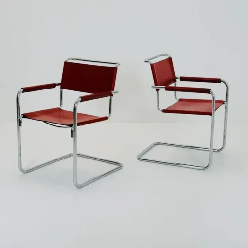 Pamono Mid-Century Bauhaus S34 Armchairs by Mart Stam for Linea Veam, Italy, 1980s Online