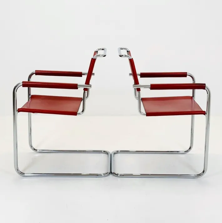 Pamono Mid-Century Bauhaus S34 Armchairs by Mart Stam for Linea Veam, Italy, 1980s Online