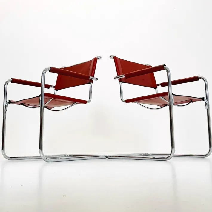 Pamono Mid-Century Bauhaus S34 Armchairs by Mart Stam for Linea Veam, Italy, 1980s Online