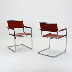 Pamono Mid-Century Bauhaus S34 Armchairs by Mart Stam for Linea Veam, Italy, 1980s Online