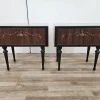 Pamono Mid-Century Bedside Tables with Flap and Blue Glass, 1960, Set of 2 Best