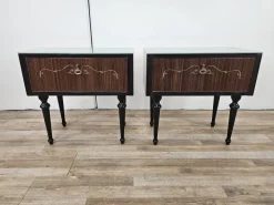 Pamono Mid-Century Bedside Tables with Flap and Blue Glass, 1960, Set of 2 Best