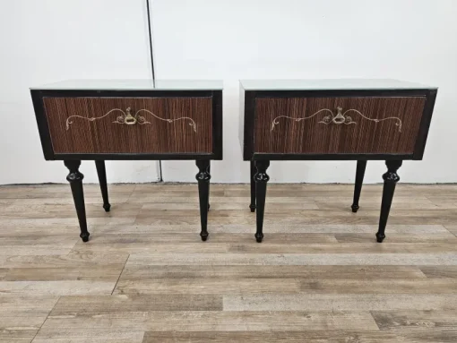 Pamono Mid-Century Bedside Tables with Flap and Blue Glass, 1960, Set of 2 Best