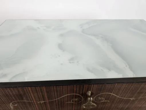 Pamono Mid-Century Bedside Tables with Flap and Blue Glass, 1960, Set of 2 Best