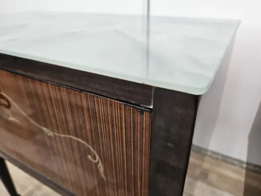 Pamono Mid-Century Bedside Tables with Flap and Blue Glass, 1960, Set of 2 Best