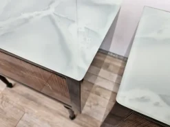 Pamono Mid-Century Bedside Tables with Flap and Blue Glass, 1960, Set of 2 Best