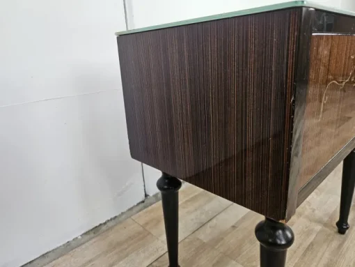 Pamono Mid-Century Bedside Tables with Flap and Blue Glass, 1960, Set of 2 Best