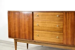 Pamono Mid-Century British Walnut and Brass Sideboard from Wrighton, 1960s Hot
