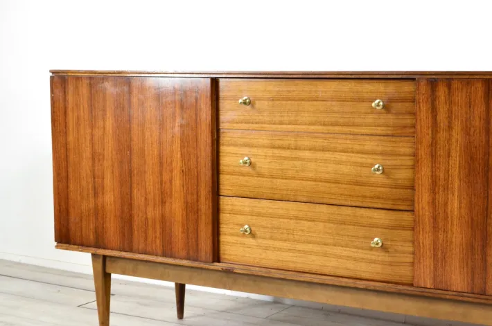 Pamono Mid-Century British Walnut and Brass Sideboard from Wrighton, 1960s Hot