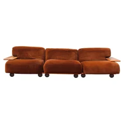 Pamono Mid-Century Brown Velvet Pianura Living Room Set by Mario Bellini for Cassina, 1970s, Set of 5 Hot