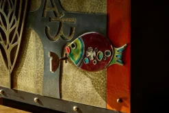 Pamono Mid-Century Cabinet in Brass, Metal, Enamel and Gemstones, Belgium, 1960s Best