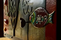 Pamono Mid-Century Cabinet in Brass, Metal, Enamel and Gemstones, Belgium, 1960s Best