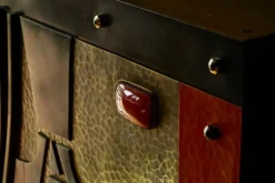 Pamono Mid-Century Cabinet in Brass, Metal, Enamel and Gemstones, Belgium, 1960s Best