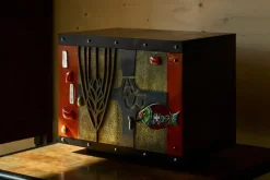 Pamono Mid-Century Cabinet in Brass, Metal, Enamel and Gemstones, Belgium, 1960s Best