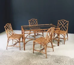 Pamono Mid-Century Chippendale Bamboo Dining Table, Italy, 1960s Best