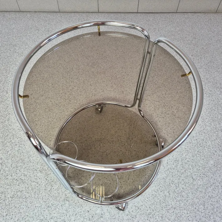 Pamono Mid-Century Chrome and Glass Bar Cart, 1970s, 1960s Hot