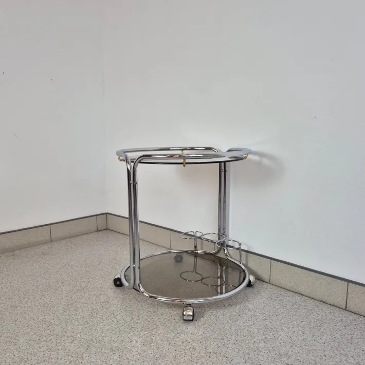 Pamono Mid-Century Chrome and Glass Bar Cart, 1970s, 1960s Hot