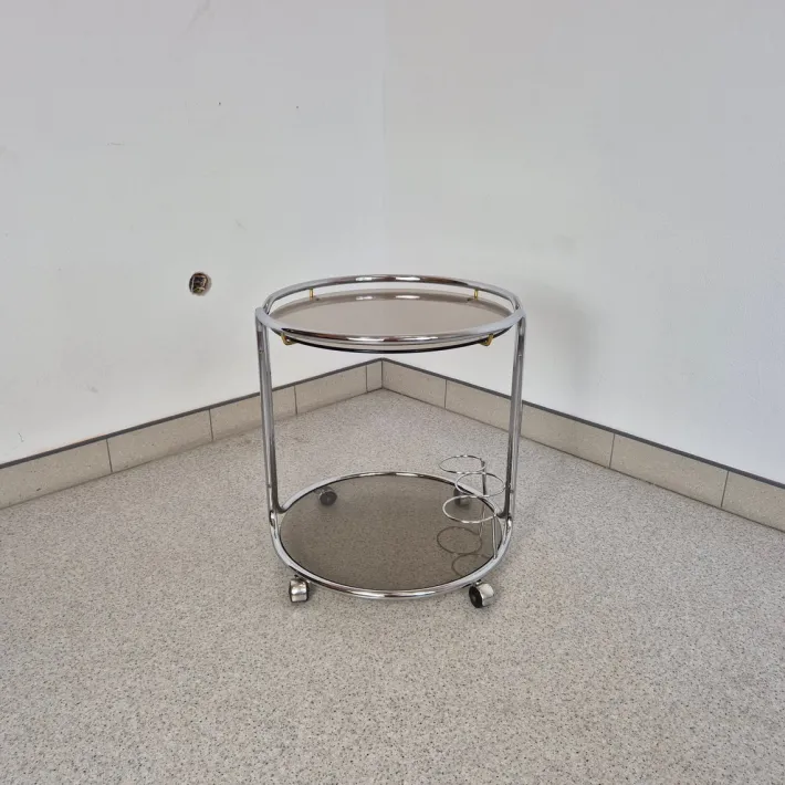 Pamono Mid-Century Chrome and Glass Bar Cart, 1970s, 1960s Hot
