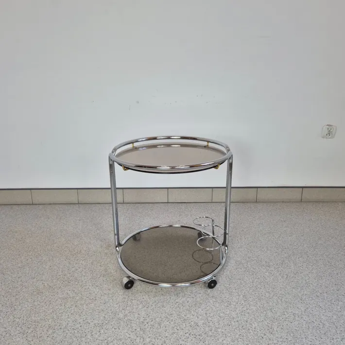 Pamono Mid-Century Chrome and Glass Bar Cart, 1970s, 1960s Hot