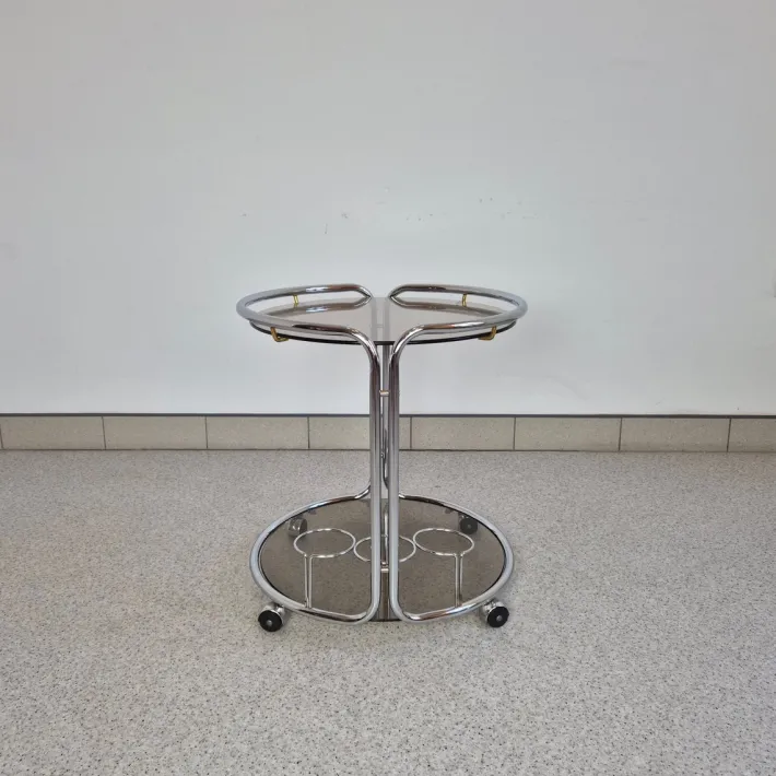 Pamono Mid-Century Chrome and Glass Bar Cart, 1970s, 1960s Hot