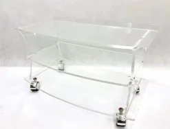 Pamono Mid-Century Clear Acrylic Glass Shelf Unit TV Stand on Castors, 1970s Best