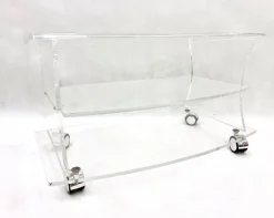 Pamono Mid-Century Clear Acrylic Glass Shelf Unit TV Stand on Castors, 1970s Best