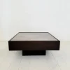 Pamono Mid-Century Coffee Table in Dark Oak with Etched Metal Top attributed to Lilienthal, 1970s Clearance
