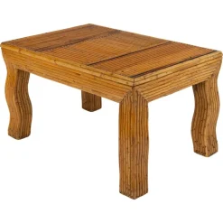 Pamono Mid-Century Coffee Table with Wavy Legs in Rattan attributed to Vivai del Sud, Italy, 1970s