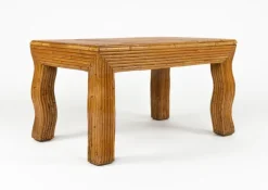 Pamono Mid-Century Coffee Table with Wavy Legs in Rattan attributed to Vivai del Sud, Italy, 1970s