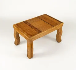 Pamono Mid-Century Coffee Table with Wavy Legs in Rattan attributed to Vivai del Sud, Italy, 1970s