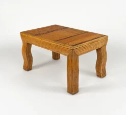 Pamono Mid-Century Coffee Table with Wavy Legs in Rattan attributed to Vivai del Sud, Italy, 1970s