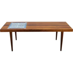 Pamono Mid-Century Danish Coffee Table with Ceramic Tile Inlay from Haslev Mobelsnedkeri, 1960s Hot