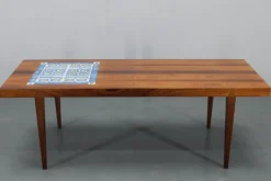 Pamono Mid-Century Danish Coffee Table with Ceramic Tile Inlay from Haslev Mobelsnedkeri, 1960s Hot