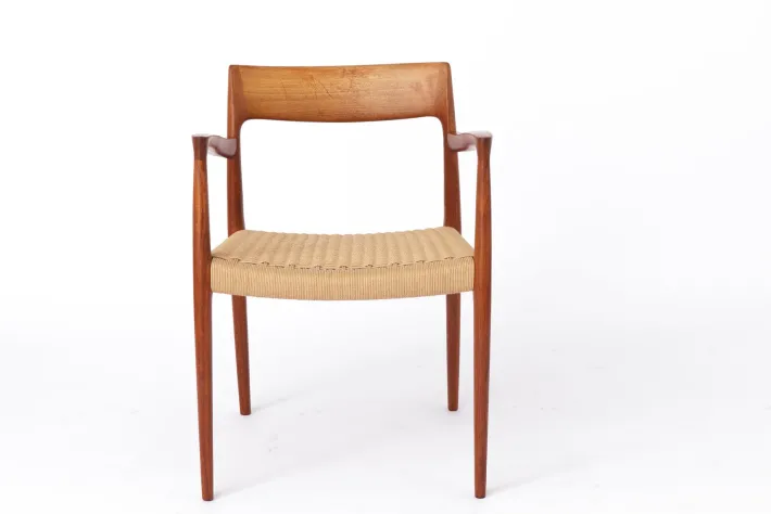 Pamono Mid-Century Danish Modern Model 57 Armchair in Teak with Papercord Seat by Niels Otto (N. O.) Møller for J. L. Møllers, 1960s Discount