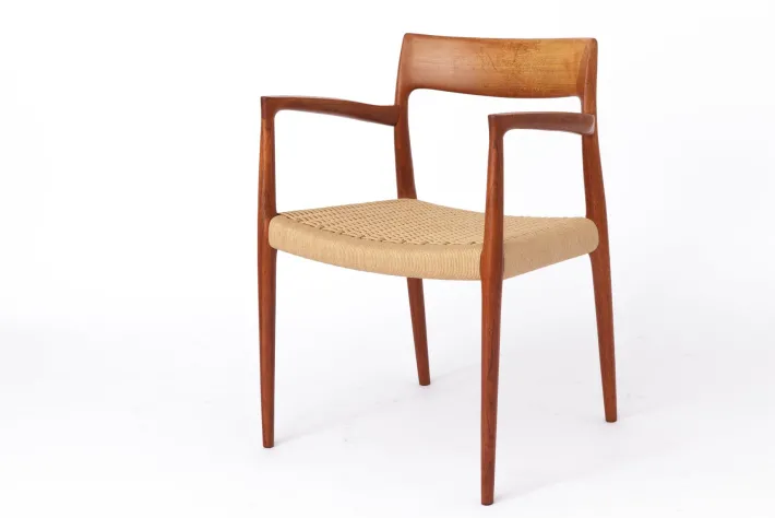 Pamono Mid-Century Danish Modern Model 57 Armchair in Teak with Papercord Seat by Niels Otto (N. O.) Møller for J. L. Møllers, 1960s Discount