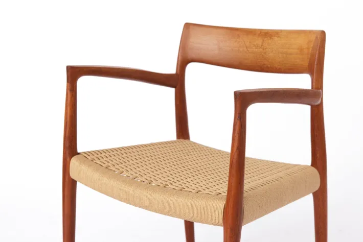 Pamono Mid-Century Danish Modern Model 57 Armchair in Teak with Papercord Seat by Niels Otto (N. O.) Møller for J. L. Møllers, 1960s Discount