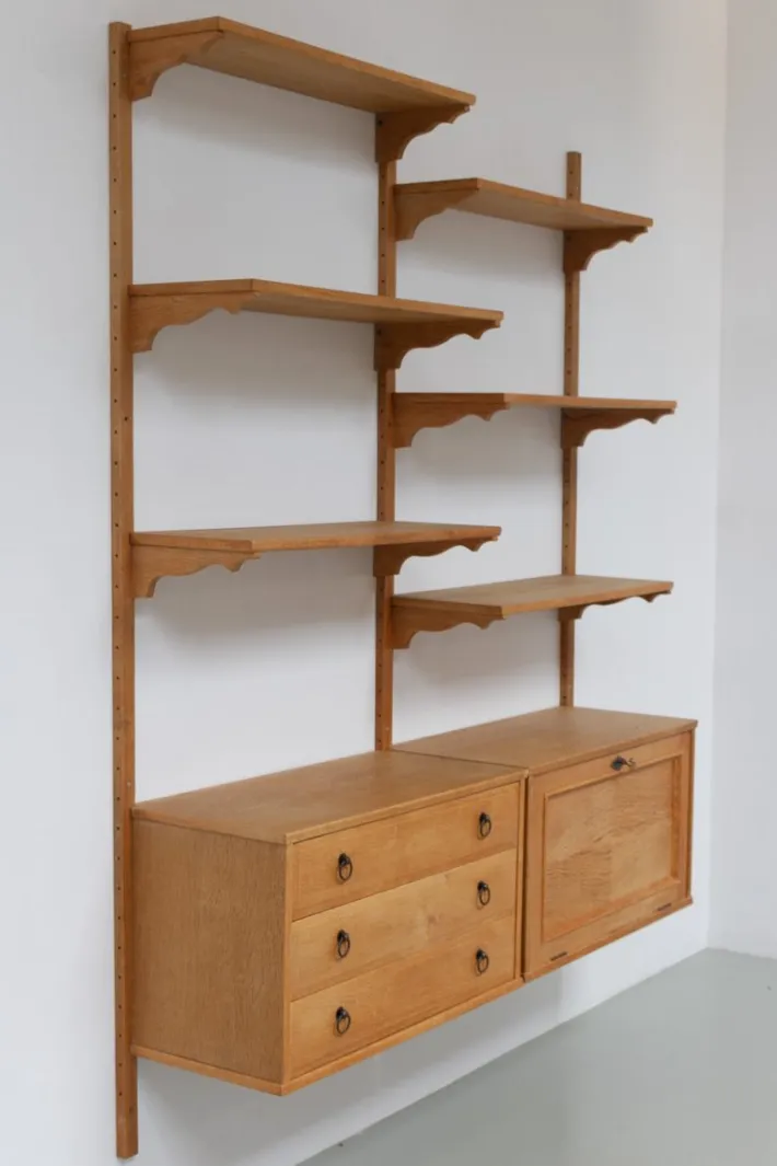 Pamono Mid-Century Danish Oak Shelving System in the style of Kjærnulf, 1960s Sale