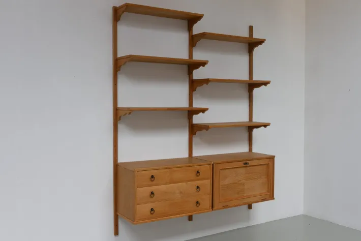 Pamono Mid-Century Danish Oak Shelving System in the style of Kjærnulf, 1960s Sale