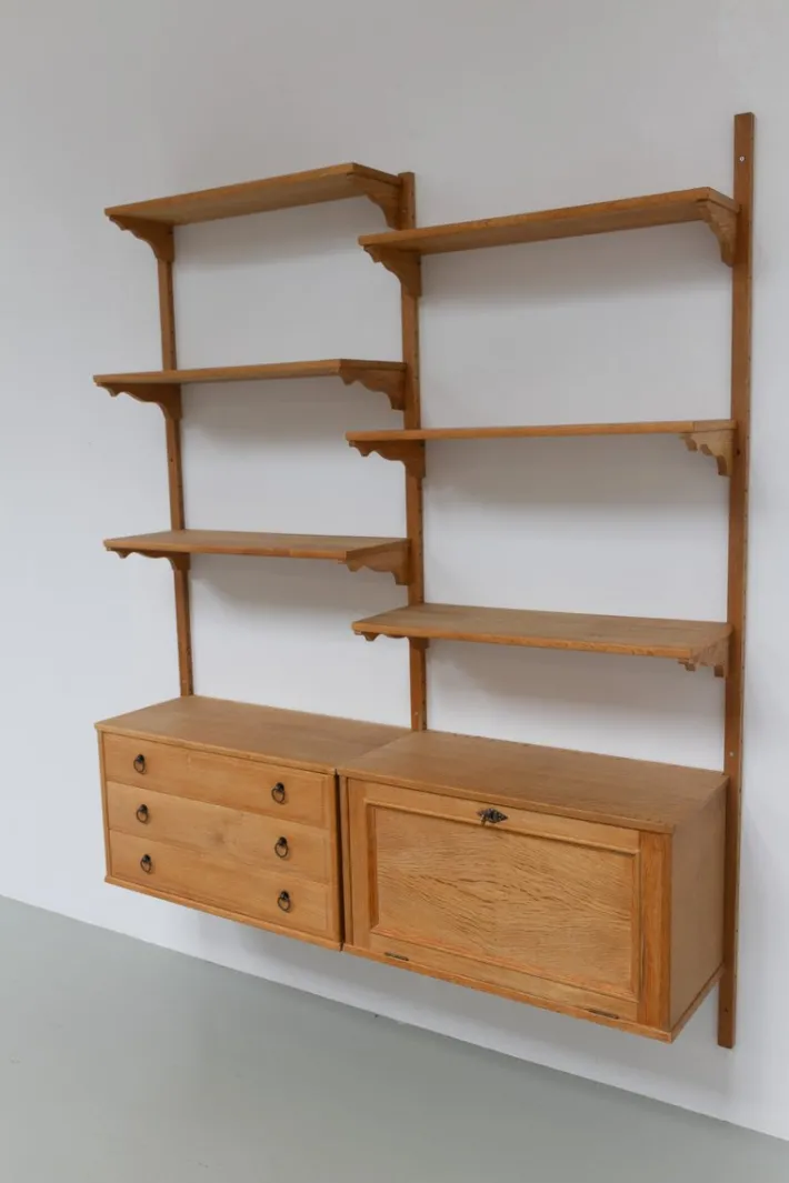 Pamono Mid-Century Danish Oak Shelving System in the style of Kjærnulf, 1960s Sale