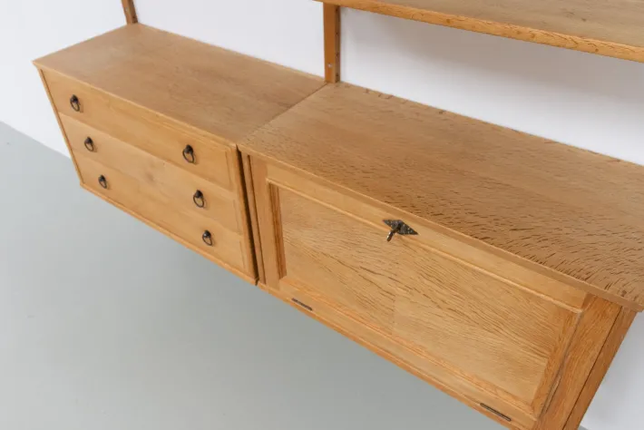 Pamono Mid-Century Danish Oak Shelving System in the style of Kjærnulf, 1960s Sale