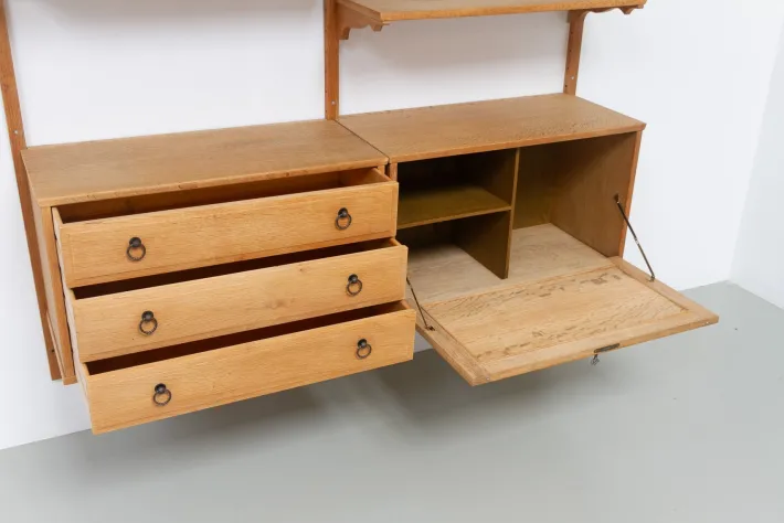 Pamono Mid-Century Danish Oak Shelving System in the style of Kjærnulf, 1960s Sale