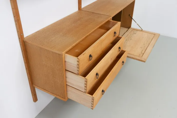 Pamono Mid-Century Danish Oak Shelving System in the style of Kjærnulf, 1960s Sale