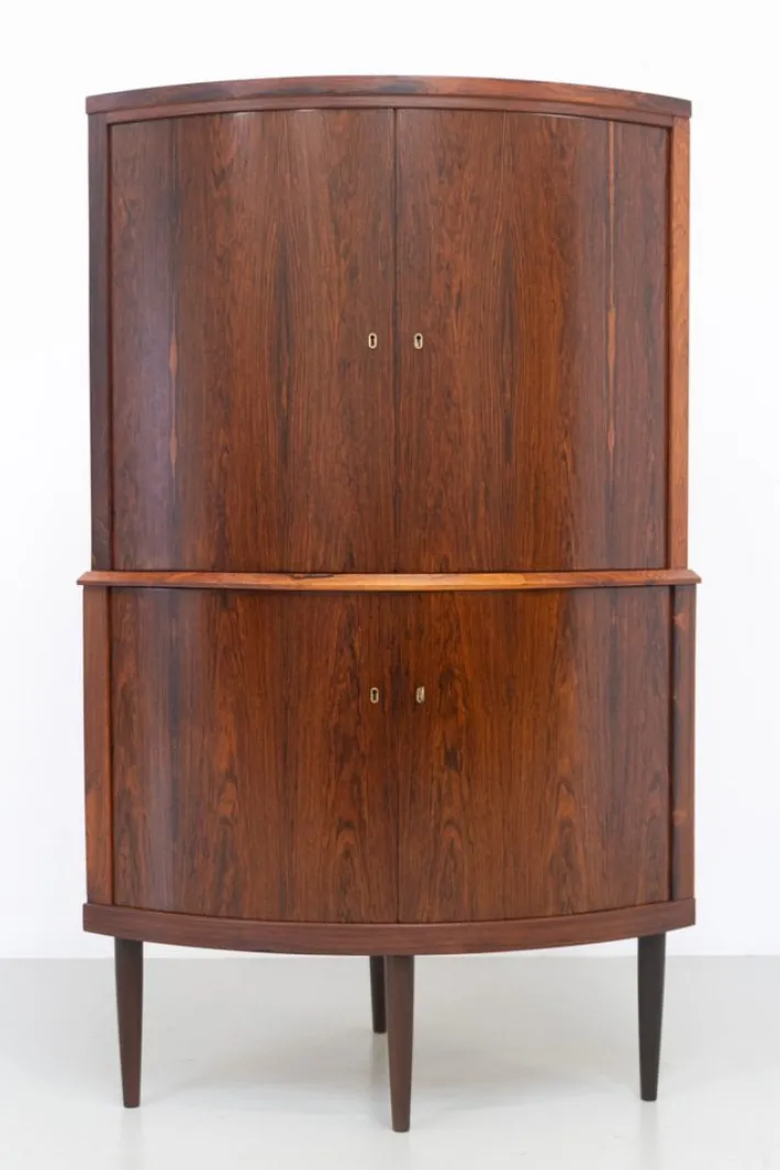 Pamono Mid-Century Danish Rosewood Corner Cabinet with Curved Front, 1960s New