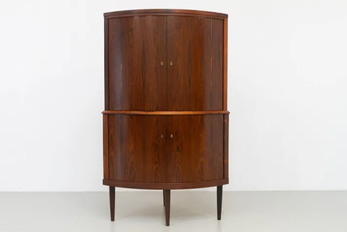 Pamono Mid-Century Danish Rosewood Corner Cabinet with Curved Front, 1960s New