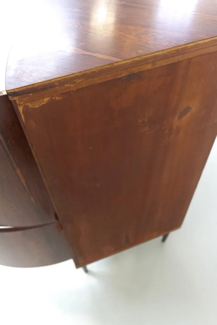 Pamono Mid-Century Danish Rosewood Corner Cabinet with Curved Front, 1960s New