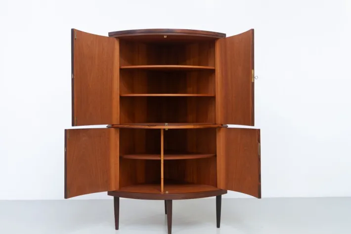 Pamono Mid-Century Danish Rosewood Corner Cabinet with Curved Front, 1960s New