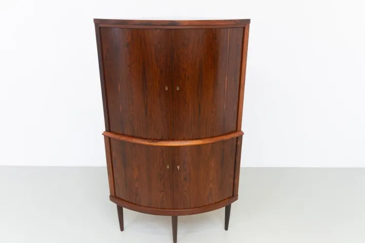 Pamono Mid-Century Danish Rosewood Corner Cabinet with Curved Front, 1960s New