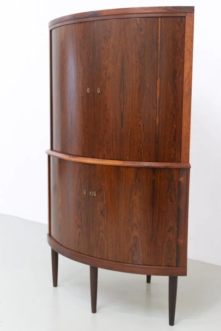Pamono Mid-Century Danish Rosewood Corner Cabinet with Curved Front, 1960s New